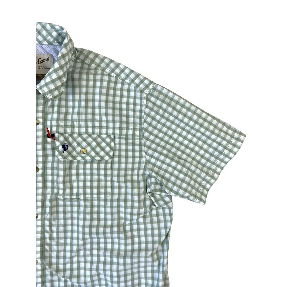 DUCK CAMP Mens Lightweight Short Sleeve Hunting Shirt 2XL Green Vented Nylon Zip - Picture 14 of 16